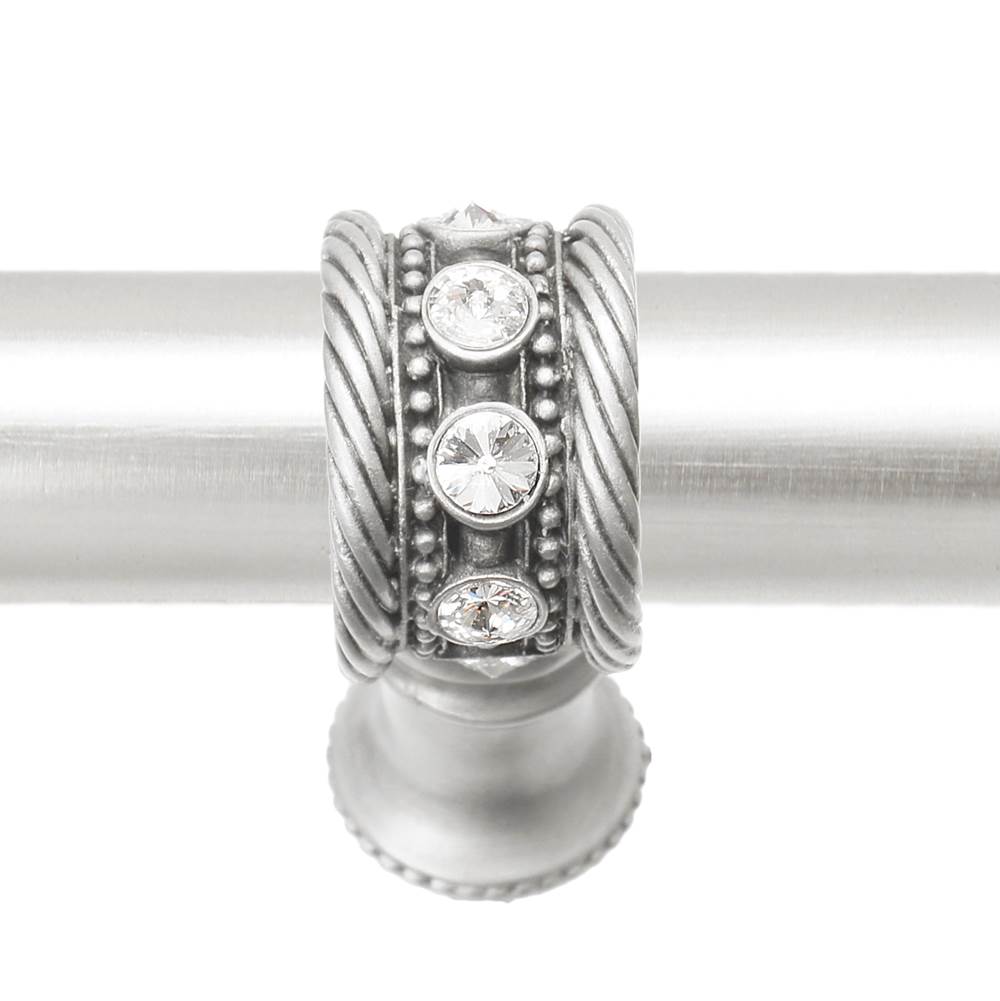 Cache 6'' O.C. (Approximately) With 5/8'' Smooth Center Long Pull and Center Brace With 16 Rivoli Swarovski Clear Crystals In Satin