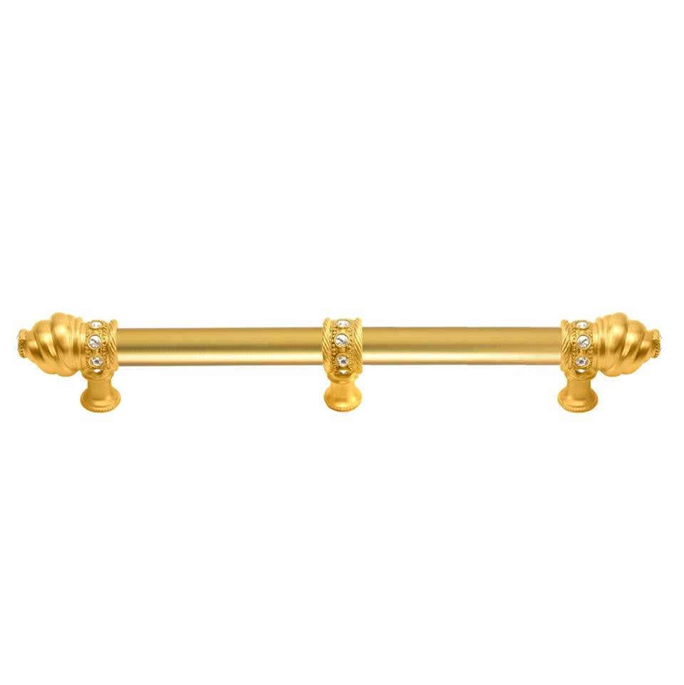 Carpe Diem Hardware - Cache 9'' O.C. (Approximately) With 5/8'' Smooth Center Long Pull and Center Brace With 16 Rivoli Swarovski Clear Crystals In Gilded Mercury. - Gilded Mercury