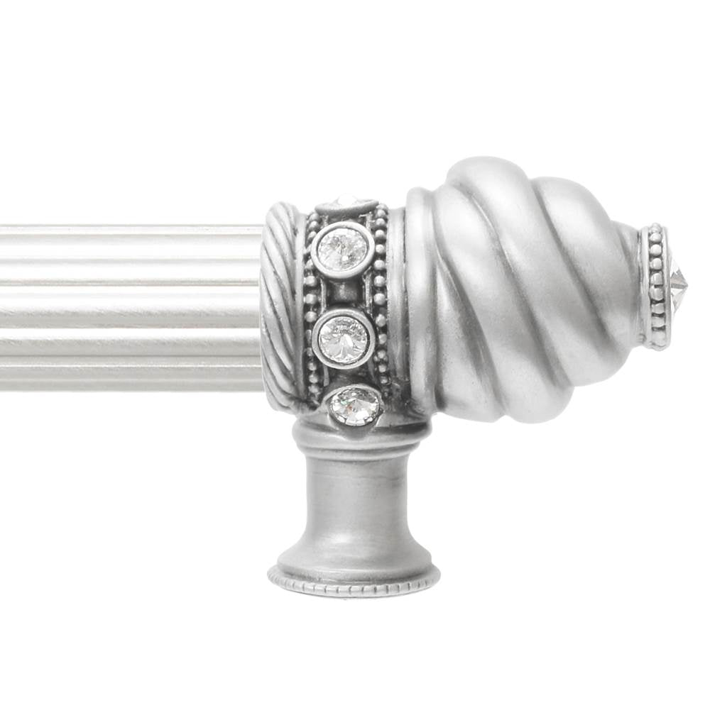 Cache 9'' O.C. (Approximately) With 5/8'' Reeded Center Long Pull and Center Brace With 16 Rivoli Swarovski Clear Crystals In Satin
