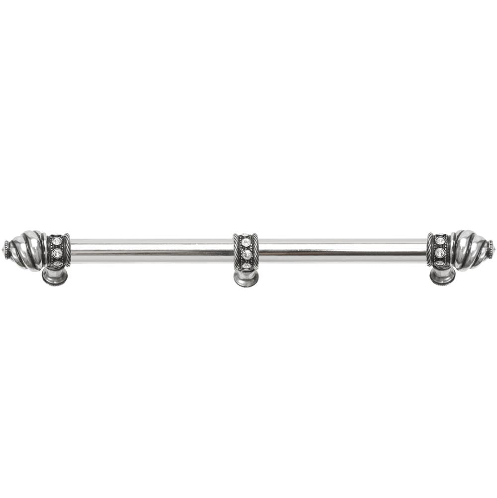 Carpe Diem Hardware - Cache 12'' O.C. (Approximately) With 5/8'' Smooth Center Long Pull and Center Brace With 16 Rivoli Swarovski Clear Crystals In Chalice. - Chalice