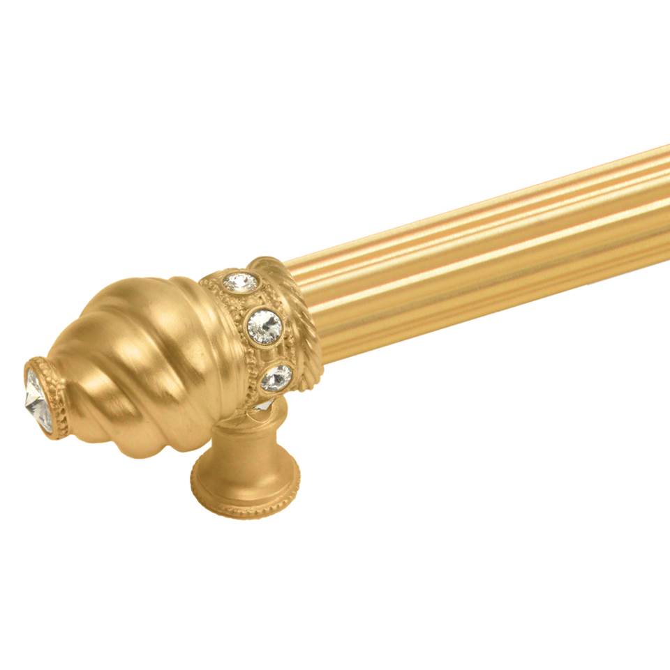 Cache 12'' O.C. (Approximately) With 5/8'' Reeded Center Long Pull and Center Brace With 16 Rivoli Swarovski Clear Crystals In Satin