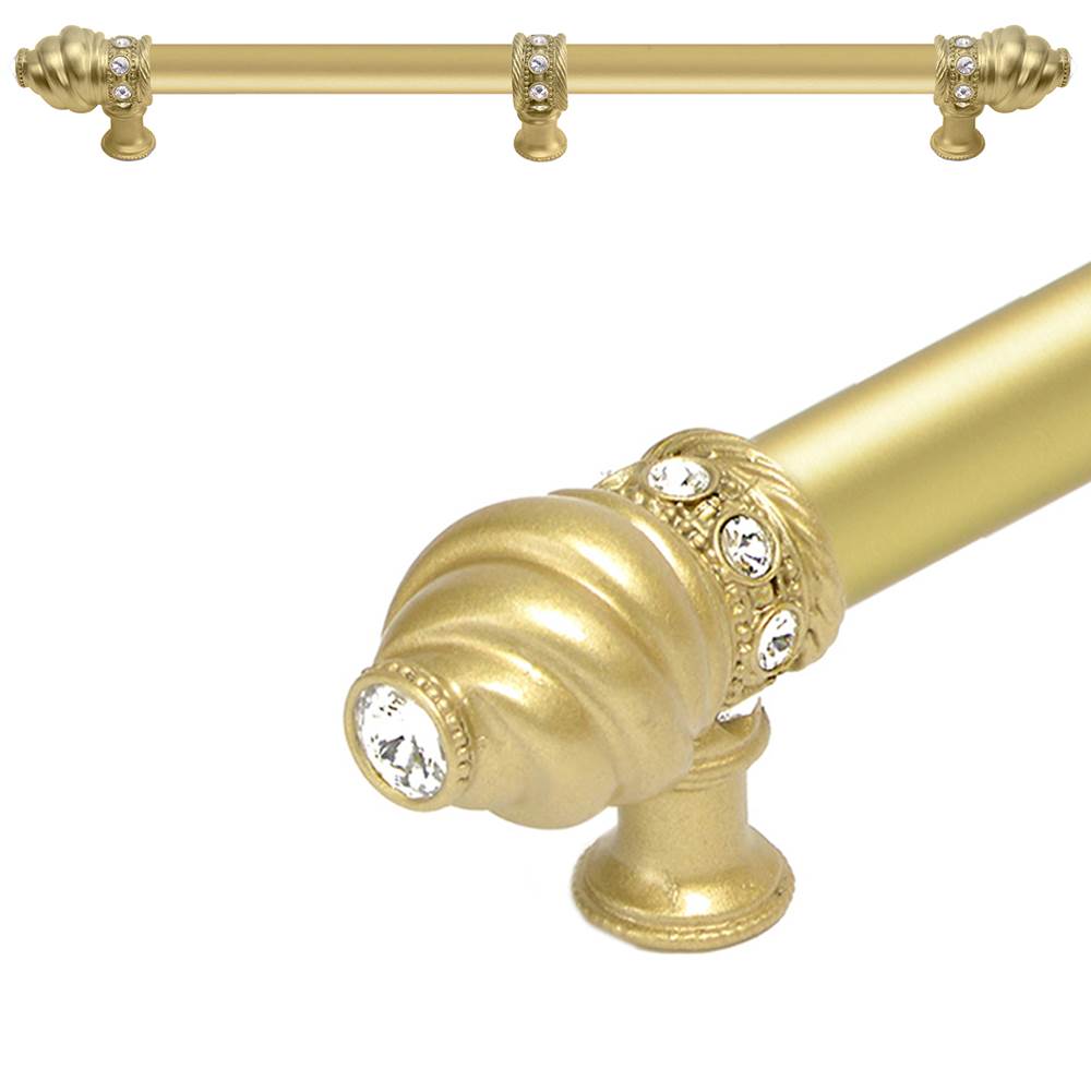 Carpe Diem Hardware - Cache 18'' O.C. (Approximately) With 5/8'' Smooth Center Long Pull and Center Brace With 16 Rivoli Swarovski Clear Crystals In Soft Gold - Soft Gold