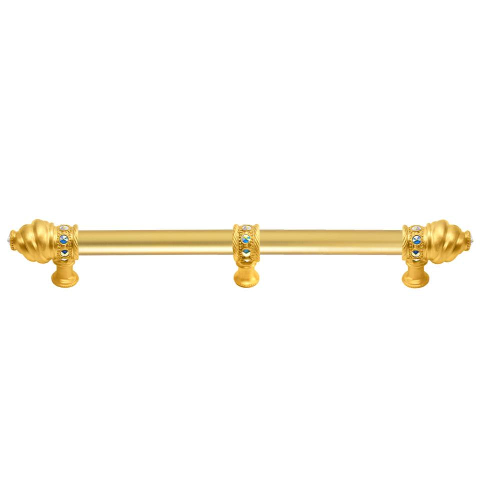 Carpe Diem Hardware - Cache 18'' O.C. (Approximately) With 5/8'' Smooth Center Long Pull With 23 Rivoli Swarovski Aurore Boreale Crystals With Center Brace - Gilded Mercury