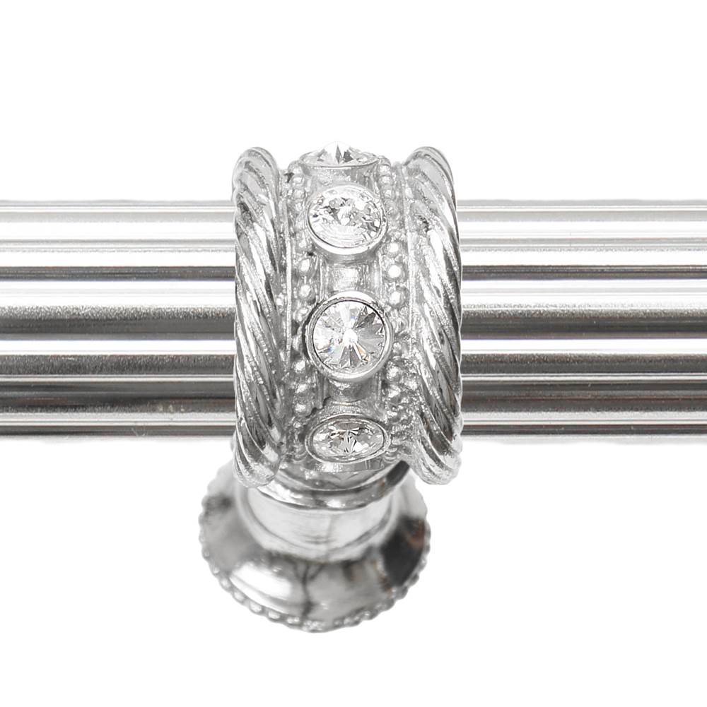 Cache 18'' O.C. (Approximately) With 5/8'' Reeded Center Long Pull and Center Brace With 16 Rivoli Swarovski Clear Crystals In Satin