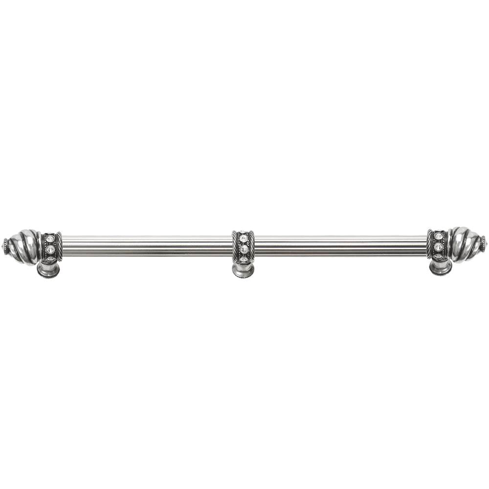 Carpe Diem Hardware - Cache 18'' O.C. (Approximately) With 5/8'' Reeded Center Long Pull and Center Brace With 16 Rivoli Swarovski Clear Crystals In Chalice. - Chalice