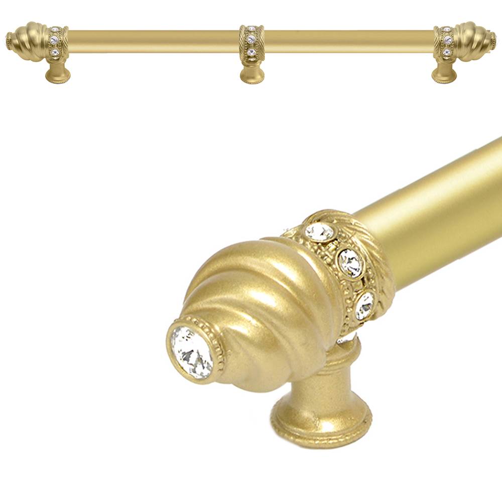 Carpe Diem Hardware - Cache 22'' O.C. (Approximately) With 5/8'' Smooth Center Long Pull and Center Brace With 16 Rivoli Swarovski Clear Crystals In Soft Gold - Soft Gold