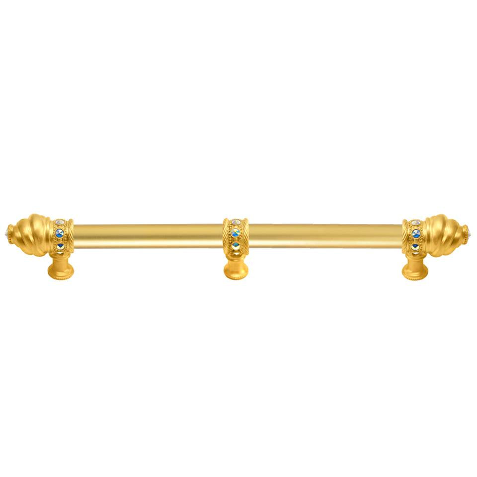Carpe Diem Hardware - Cache 22'' O.C. (Approximately) With 5/8'' Smooth Center Long Pull With 23 Rivoli Swarovski Aurore Boreale Crystals With Center Brace - Gilded Mercury
