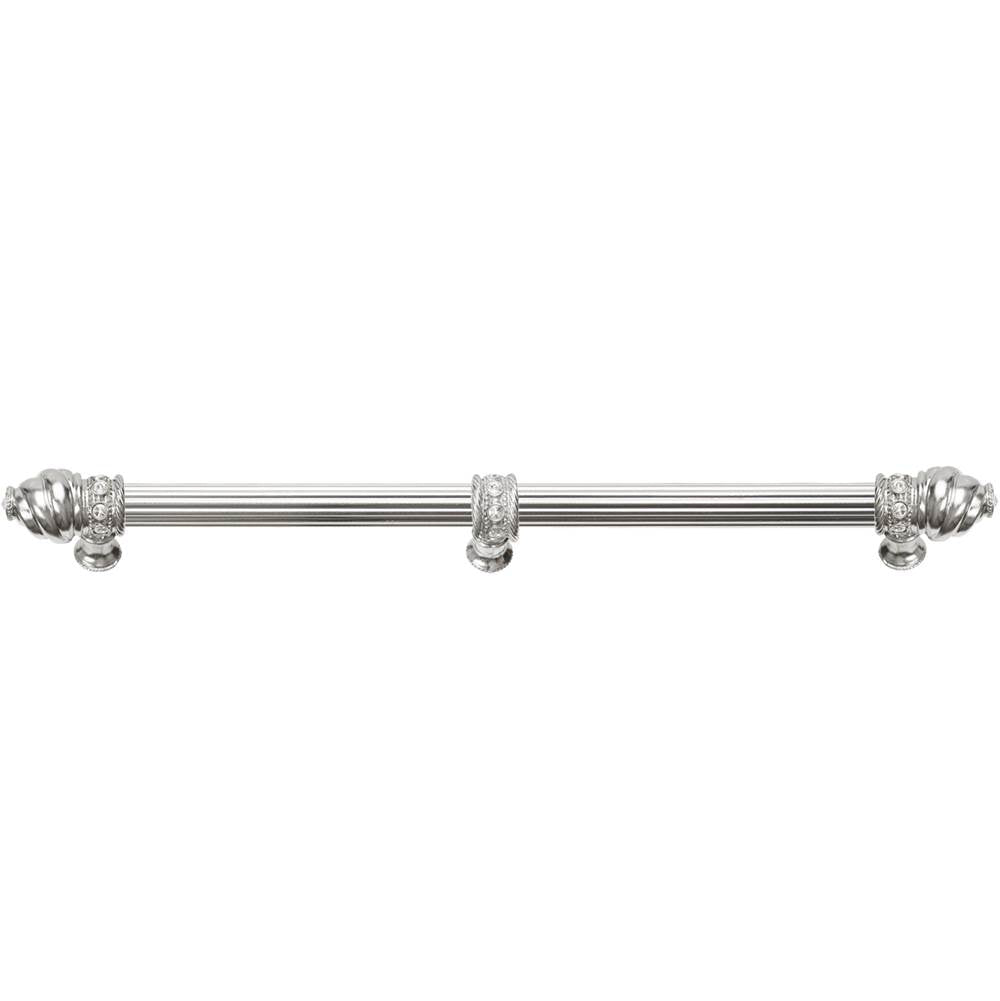 Carpe Diem Hardware - Cache 22'' O.C. (Approximately) With 5/8'' Reeded Center Long Pull and Center Brace With 16 Rivoli Swarovski Clear Crystals In Platinum - Platinum