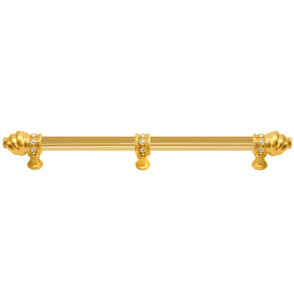 Carpe Diem Hardware - Cache 22'' O.C. Approx w/ 5/8'' Reeded Center Long Pull w/ 23 Rivoli Swarovski Crystals w/ Center Brace - Gilded Mercury