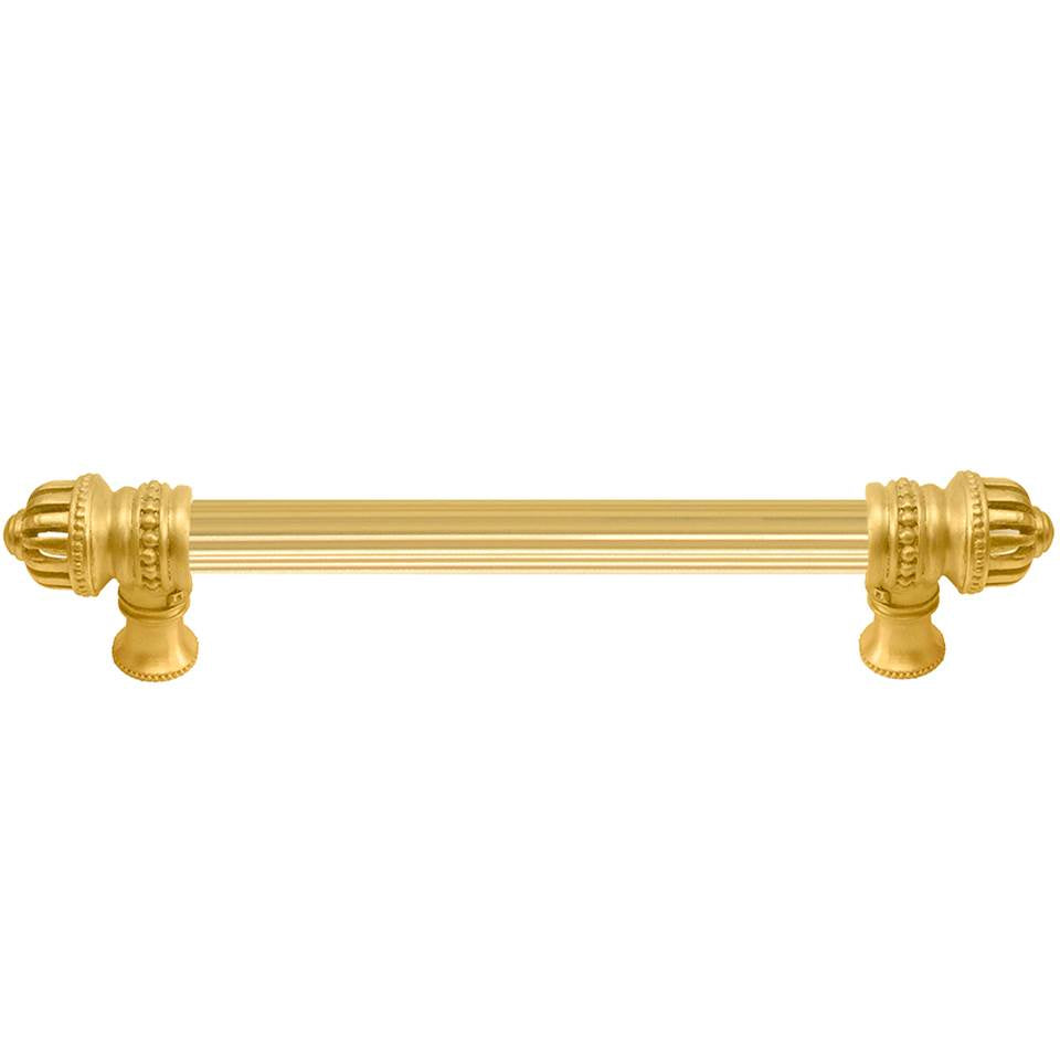 Carpe Diem Hardware - Cricket Cage 6'' O.C. (Approximately) With 5/8'' Reeded Center Long Pull Large Finial In Gilded Mercury. - Gilded Mercury