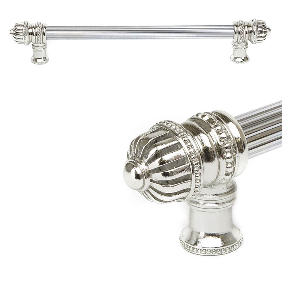 Carpe Diem Hardware - Cricket Cage 12'' O.C. (Approximately) With 5/8'' Reeded Center Long Pull Large Finial In Platinum. - Platinum