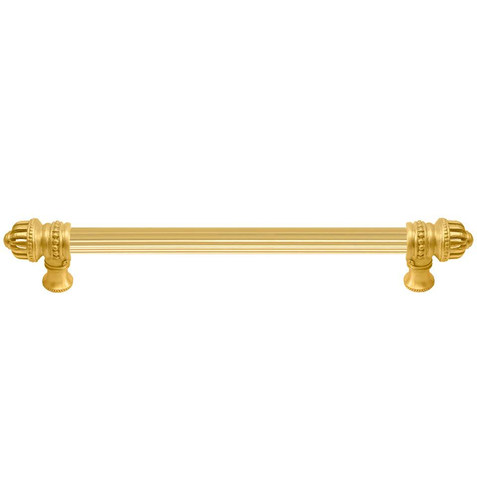 Carpe Diem Hardware - Cricket Cage 12'' O.C. (Approximately) With 5/8'' Reeded Center Long Pull Large Finial In Gilded Mercury. - Gilded Mercury