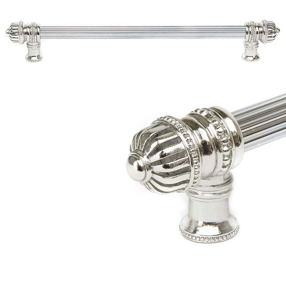 Carpe Diem Hardware - Cricket Cage 18'' O.C. (Approximately) With 5/8'' Reeded Center Long Pull Large Finial In Platinum. - Platinum