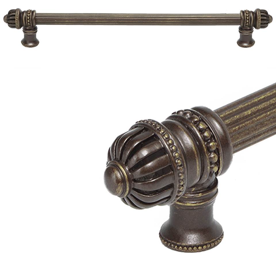 Carpe Diem Hardware - Cricket Cage 18'' O.C. (Approximately) With 5/8'' Reeded Center Long Pull Large Finial In Antique Brass. - Antique Brass