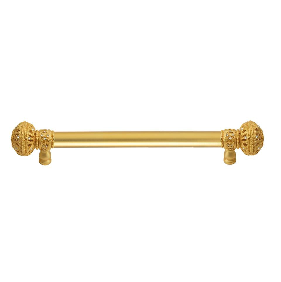 Carpe Diem Hardware - Juliane Grace 6'' O.C. Approx w/ 5/8'' Smooth Center Long Pull Large Finial w/ 56 Swarovski Crystals - Gilded Mercury