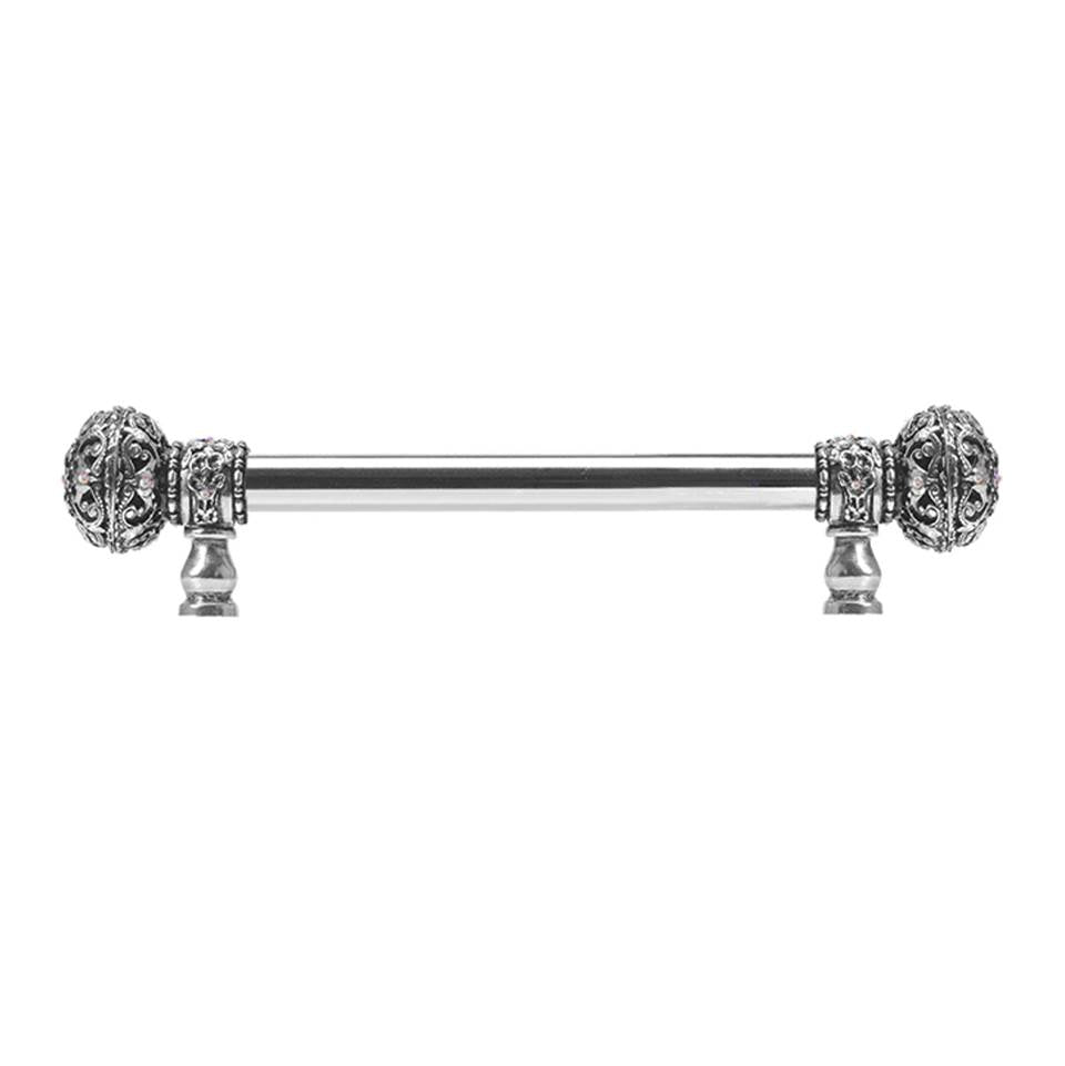 Carpe Diem Hardware - Juliane Grace 6'' O.C. (Approx) With 5/8'' Smooth Center Long Pull Large Finial W/ 56 Swarovski Clear and Aurore Boreale Crystals - Chalice