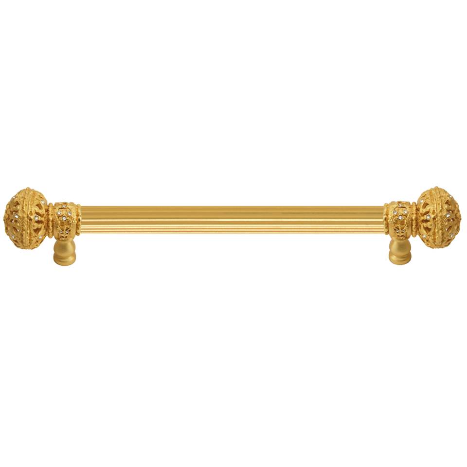 Carpe Diem Hardware - Juliane Grace 6'' O.C. (Approximately) With 5/8'' Reeded Center Long Pull Large Finial With Clear Swarovski Crystals In Gilded Mercury. - Gilded Mercury