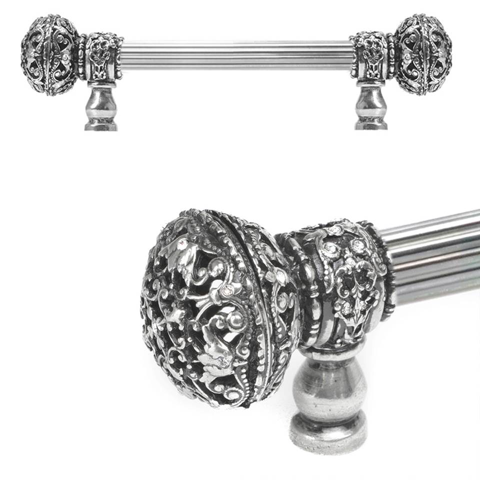 Carpe Diem Hardware - Juliane Grace 6'' O.C. (Approximately) With 5/8'' Reeded Center Long Pull Large Finial With Clear Swarovski Crystals In Chalice. - Chalice