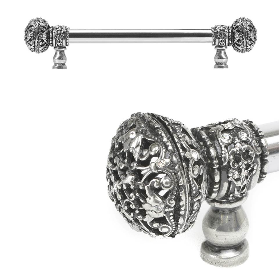 Carpe Diem Hardware - Juliane Grace 9'' O.C. (Approximately) With 5/8'' Smooth Center Long Pull Large Finial With Clear Swarovski Crystals In Chalice. - Chalice