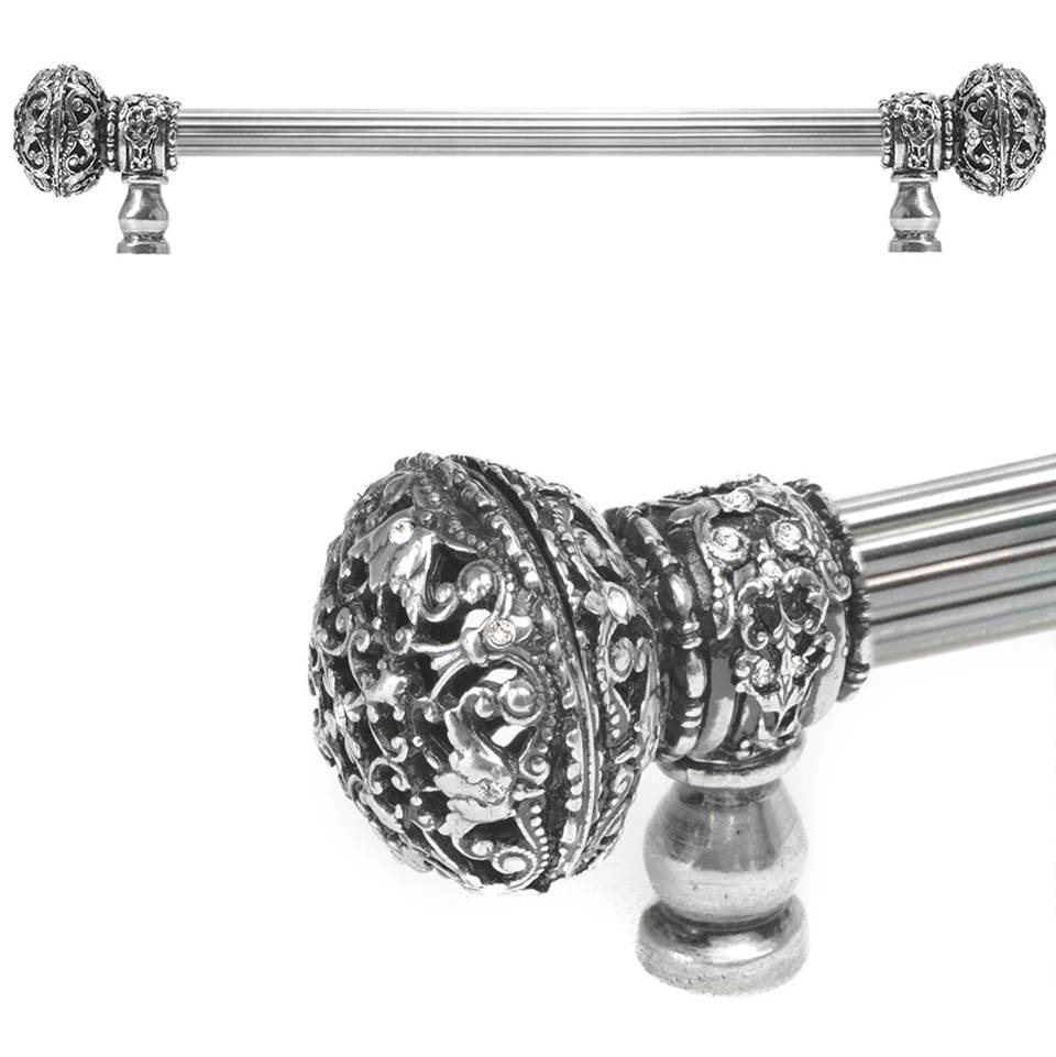 Carpe Diem Hardware - Juliane Grace 12'' O.C. (Approximately) With 5/8'' Reeded Center Long Pull Large Finial With Clear Swarovski Crystals In Chalice. - Chalice