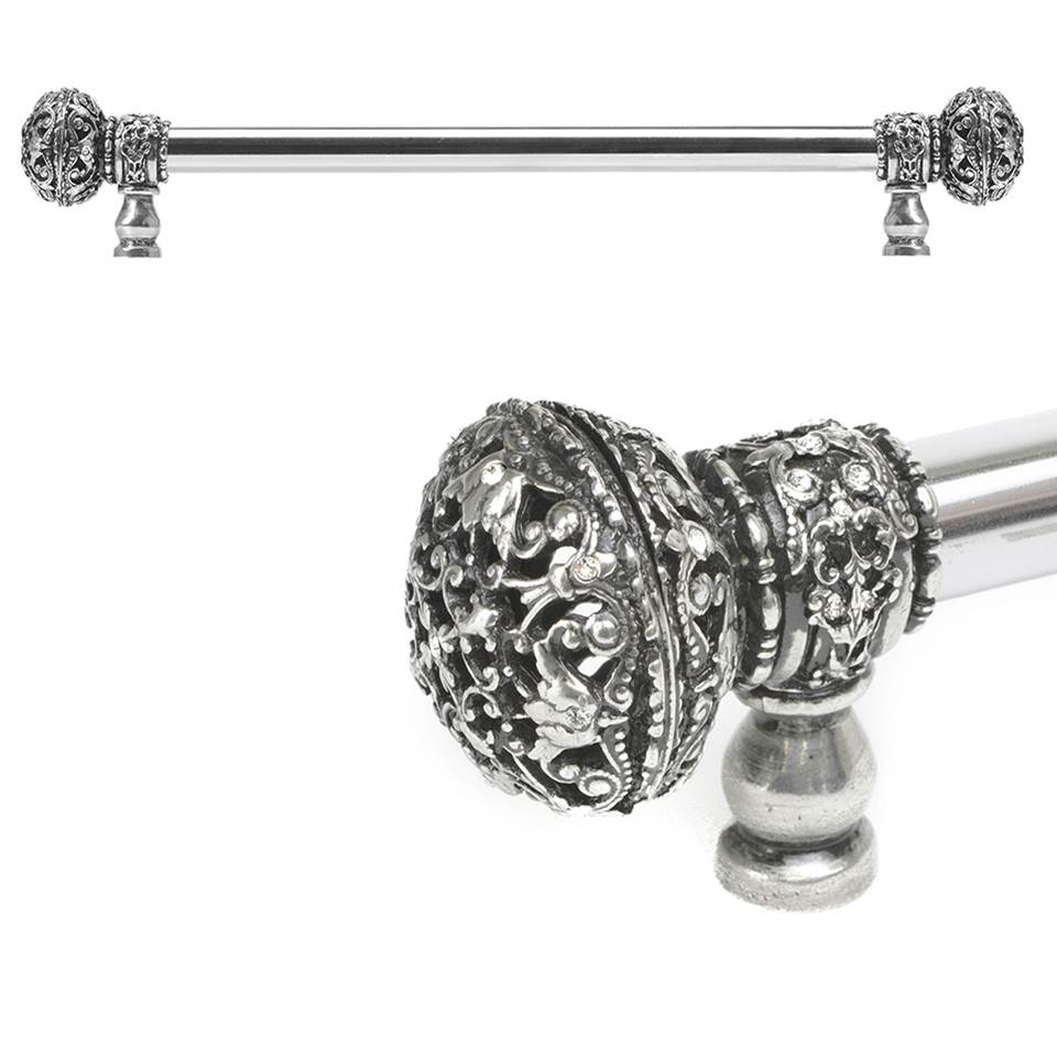 Carpe Diem Hardware - Juliane Grace 18'' O.C. (Approximately) With 5/8'' Smooth Center Long Pull Large Finial With Clear Swarovski Crystals In Chalice. - Chalice
