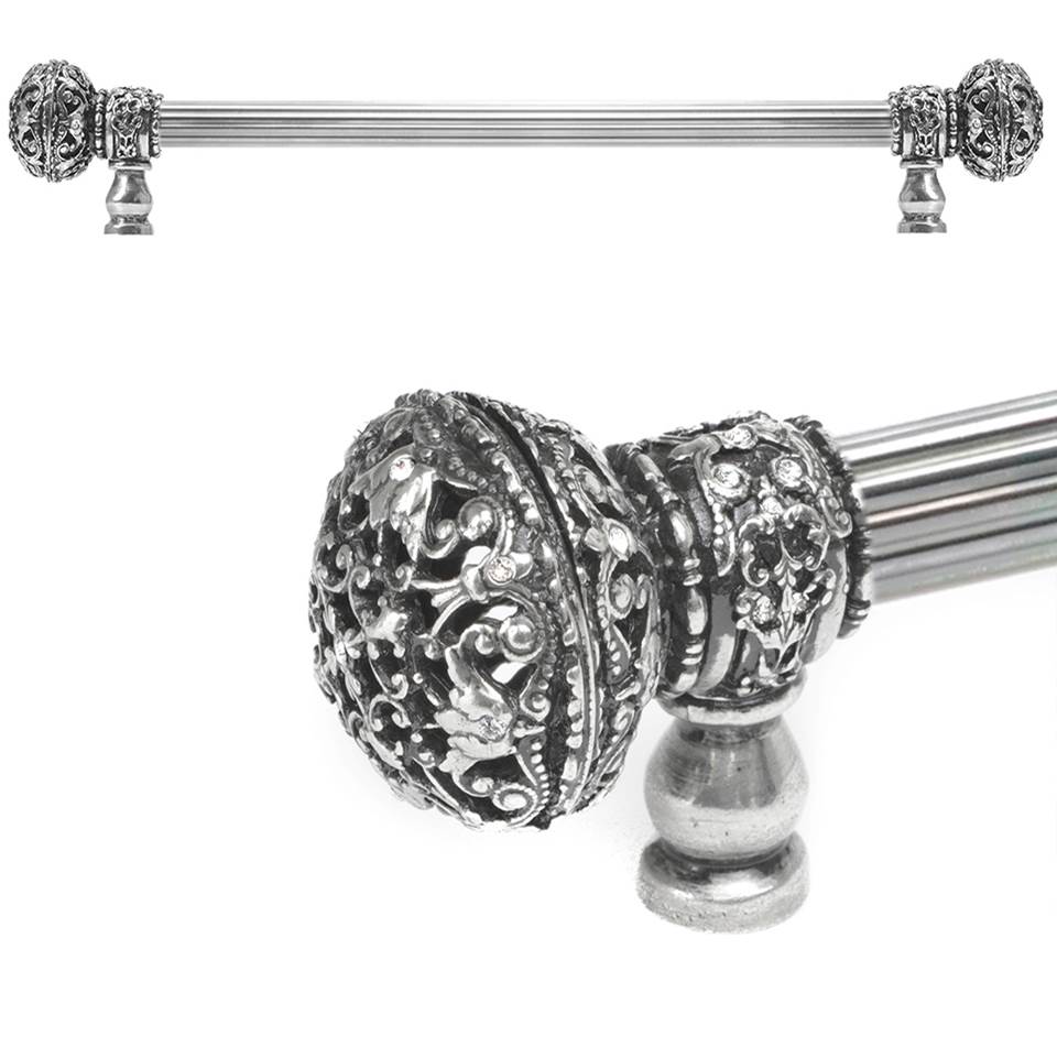 Carpe Diem Hardware - Juliane Grace 18'' O.C. (Approximately) With 5/8'' Reeded Center Long Pull Large Finial With Clear Swarovski Crystals In Chalice. - Chalice