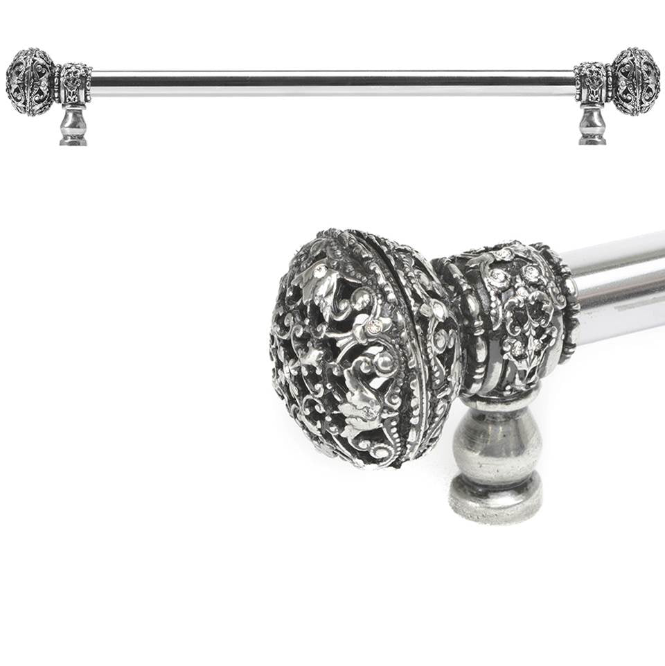 Carpe Diem Hardware - Juliane Grace 22'' O.C. (Approximately) With 5/8'' Smooth Center Long Pull Large Finial With Clear Swarovski Crystals In Chalice. - Chalice