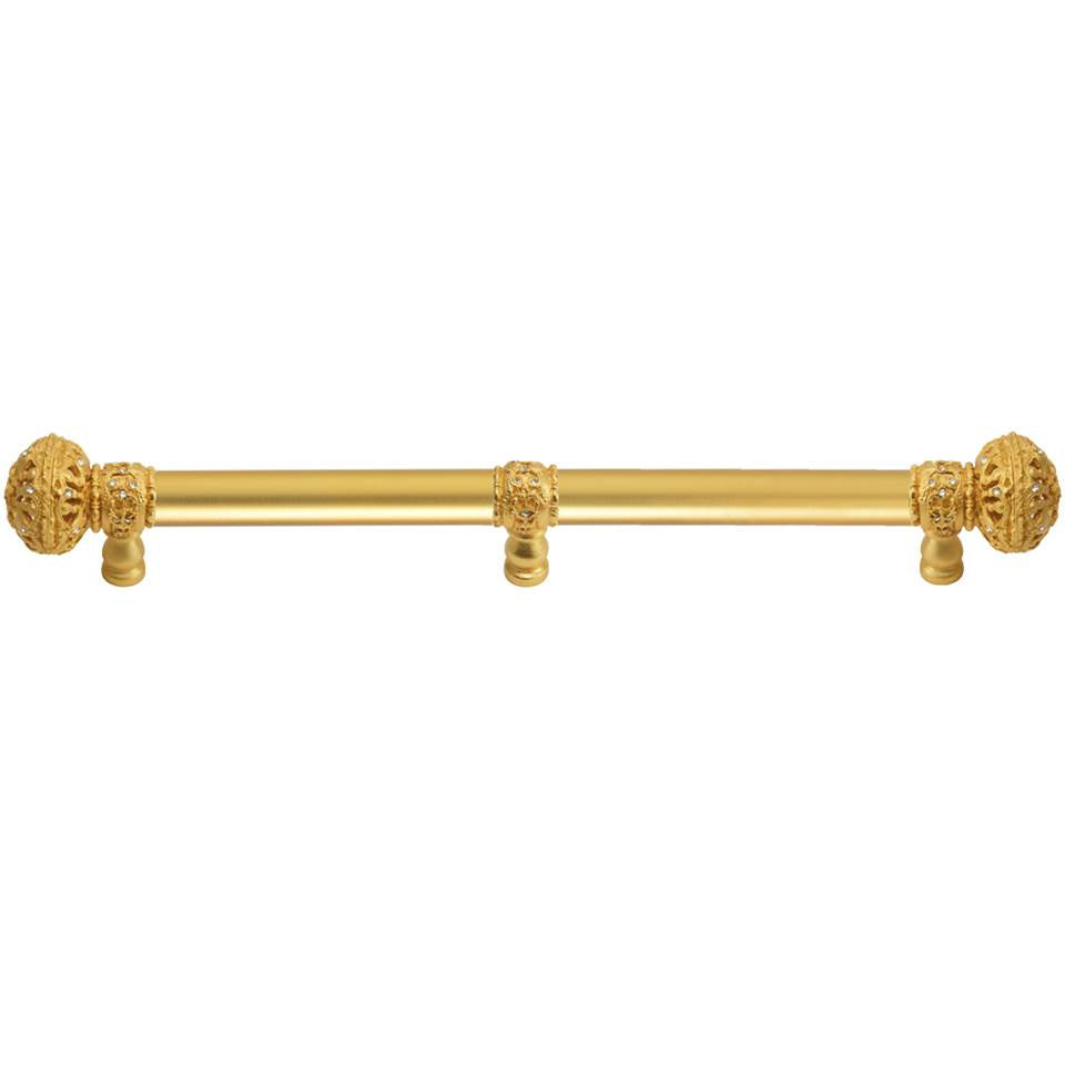 Carpe Diem Hardware - Juliane Grace 22'' O.C. (Approximately) With 5/8'' Smooth Center Long Pull and Center Brace Large Finial With Clear Swarovski Crystals In Gilded Mercury. - Gilded Mercury