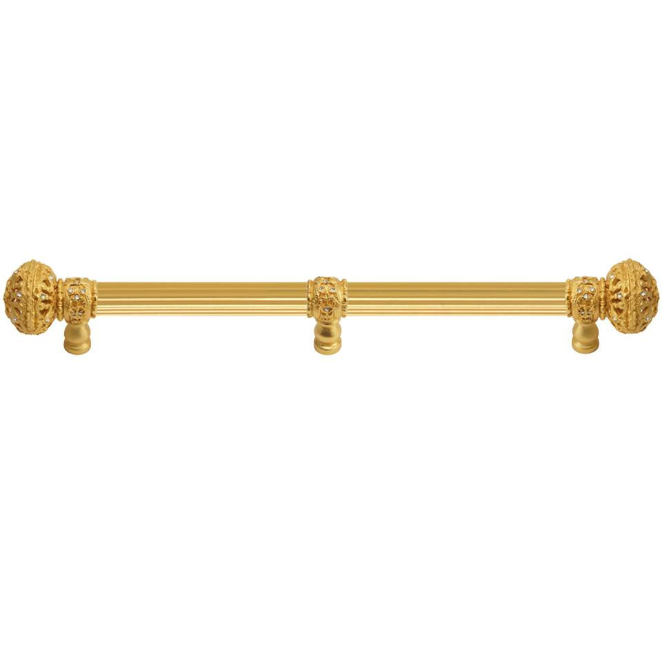 Carpe Diem Hardware - Juliane Grace 22'' O.C. (Approximately) With 5/8'' Reeded Center Long Pull and Center Brace Large Finial With Clear Swarovski Crystals In Gilded Mercury. - Gilded Mercury