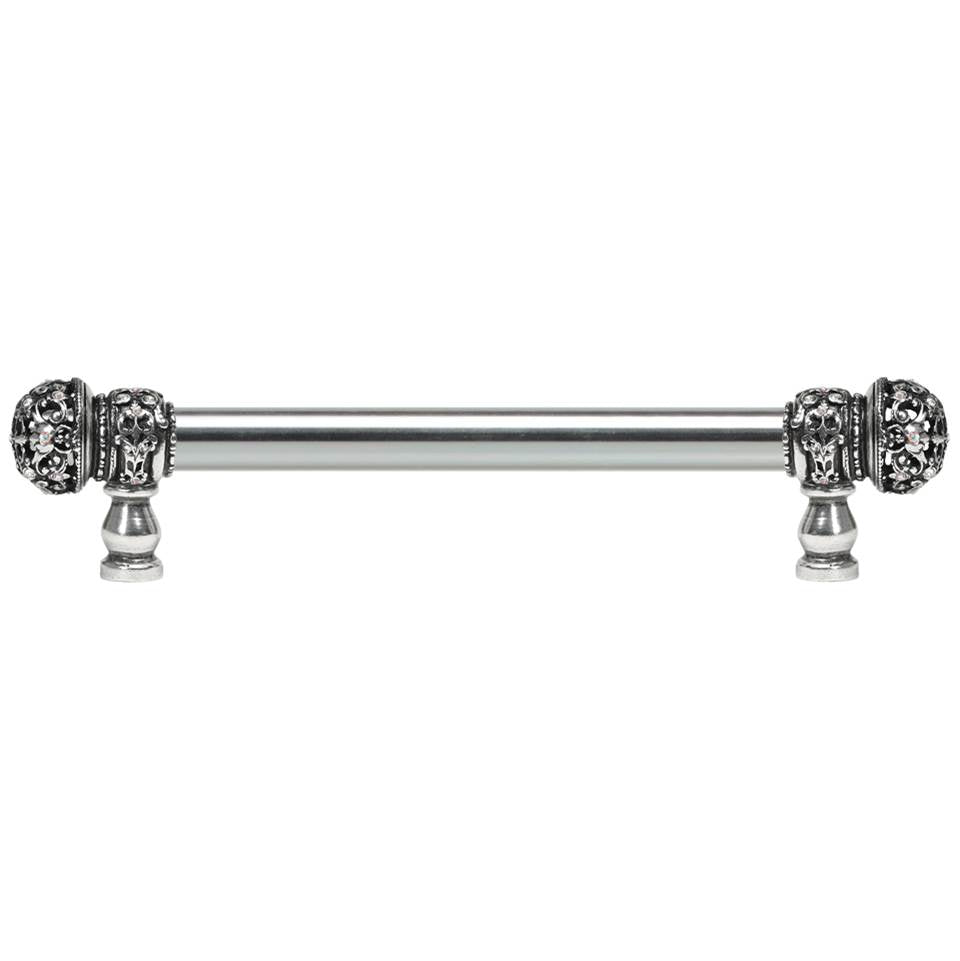 Carpe Diem Hardware - Juliane Grace 6'' O.C. (Approx) With 5/8'' Smooth Center Long Pull Small Finial W/ 52 Swarovski Clear and Aurore Boreale Crystals - Chalice