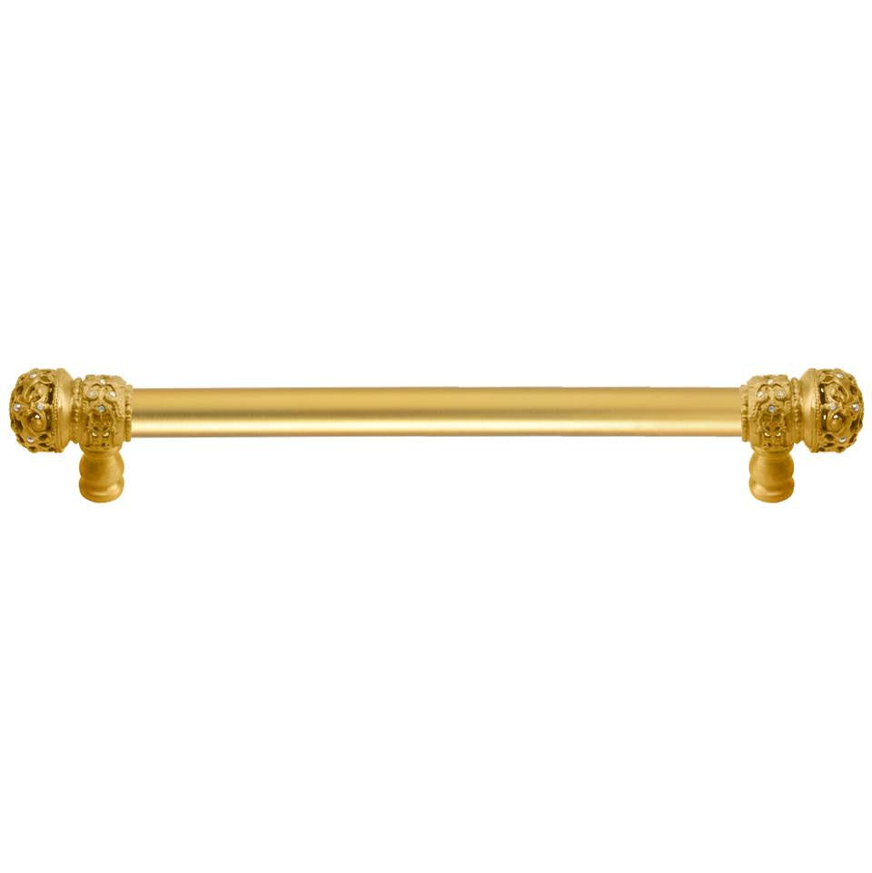 Carpe Diem Hardware - Juliane Grace 9'' O.C. (Approx) With 5/8'' Smooth Center Long Pull Small Finial W/ 52 Swarovski Clear and Aurore Boreale Crystals - Gilded Mercury