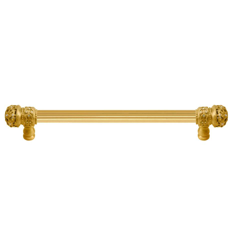 Carpe Diem Hardware - Juliane Grace 9'' O.C. (Approx) With 5/8'' Reeded Center Long Pull Small Finial W/ 52 Swarovski Clear and Aurore Boreale Crystals - Gilded Mercury