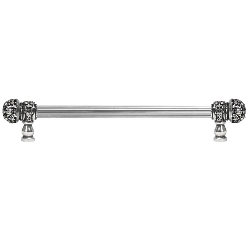 Carpe Diem Hardware - Juliane Grace 12'' O.C. (Approx) With 5/8'' Reeded Center Long Pull Small Finial W/ 52 Swarovski Clear and Aurore Boreale Crystals - Chalice