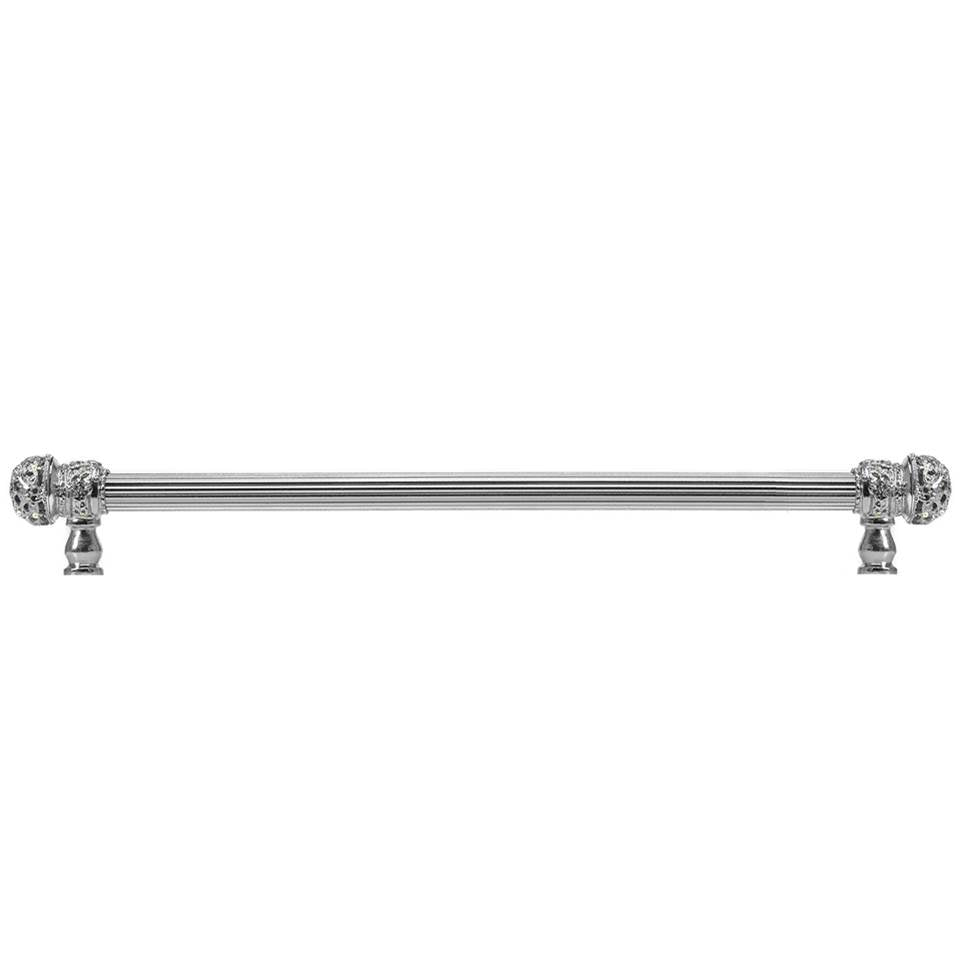 Carpe Diem Hardware - Juliane Grace 22'' O.C. (Approx) With 5/8'' Reeded Center Long Pull Small Finial W/ 52 Swarovski Clear and Aurore Boreale Crystals - Platinum