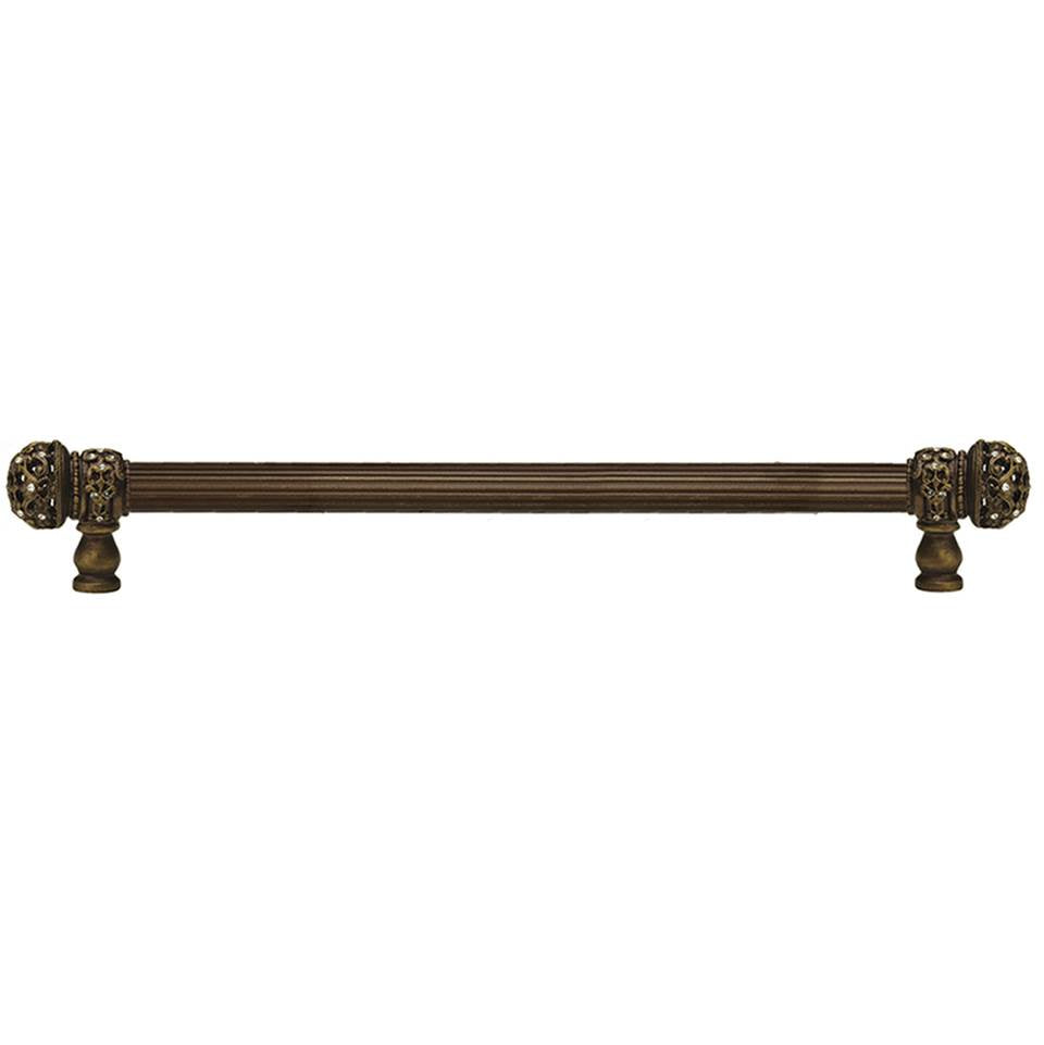 Carpe Diem Hardware - Juliane Grace 22'' O.C. (Approximately) With 5/8'' Reeded Center Long Pull Small Finial With Clear Swarovski Crystals In Antique Brass. - Antique Brass