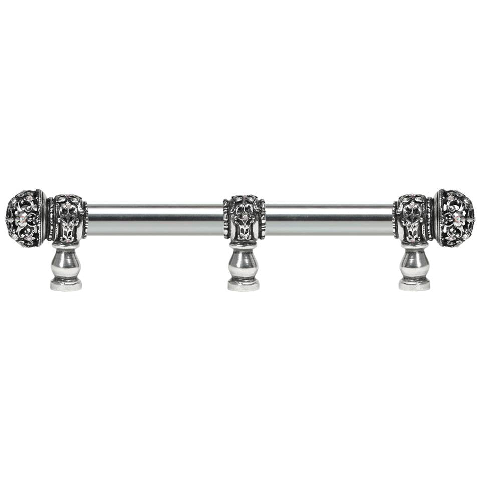 Carpe Diem Hardware - Juliane Grace 6'' O.C. (Approx) With 5/8'' Smooth Center Long Pull Small Finial W/ 61 Swarovski Clear and Aurore Boreale Crystals With Center Brace - Chalice