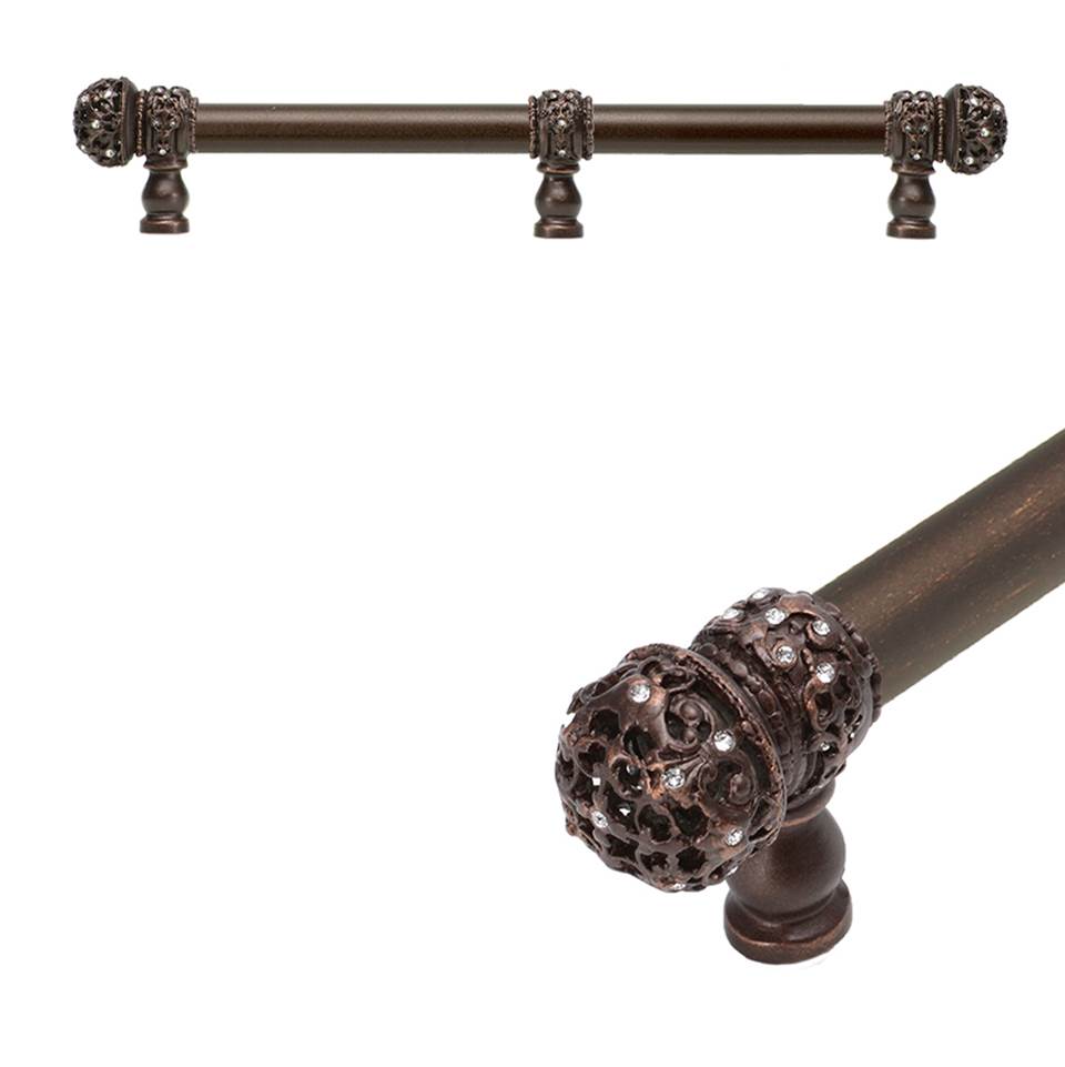 Carpe Diem Hardware - Juliane Grace 9'' O.C. (Approx) With 5/8'' Smooth Center Long Pull Small Finial W/ 61 Swarovski Clear Crystals With Center Brace - Oil Rubbed Bronze