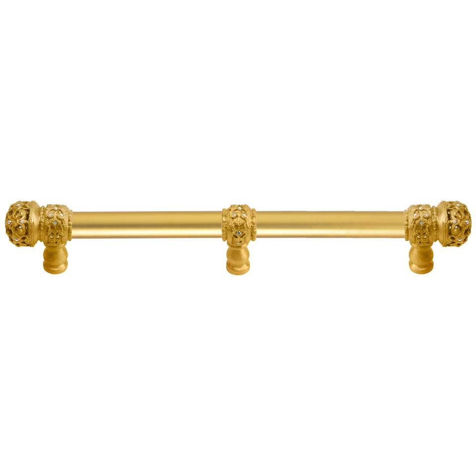 Carpe Diem Hardware - Juliane Grace 9'' O.C. (Approx) With 5/8'' Smooth Center Long Pull Small Finial W/ 61 Swarovski Clear and Aurore Boreale Crystals With Center Brace - Gilded Mercury