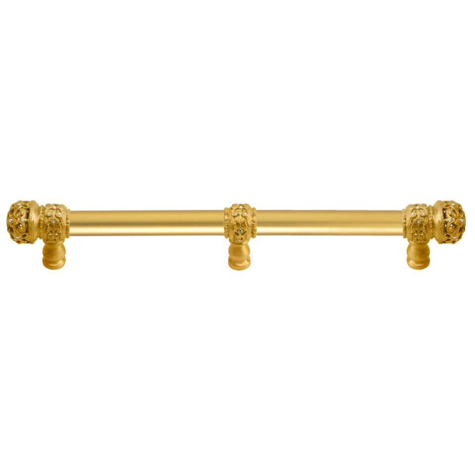 Carpe Diem Hardware - Juliane Grace 12'' O.C. (Approx) With 5/8'' Smooth Center Long Pull Small Finial W/ 61 Swarovski Clear and Aurore Boreale Crystals With Center Brace - Gilded Mercury