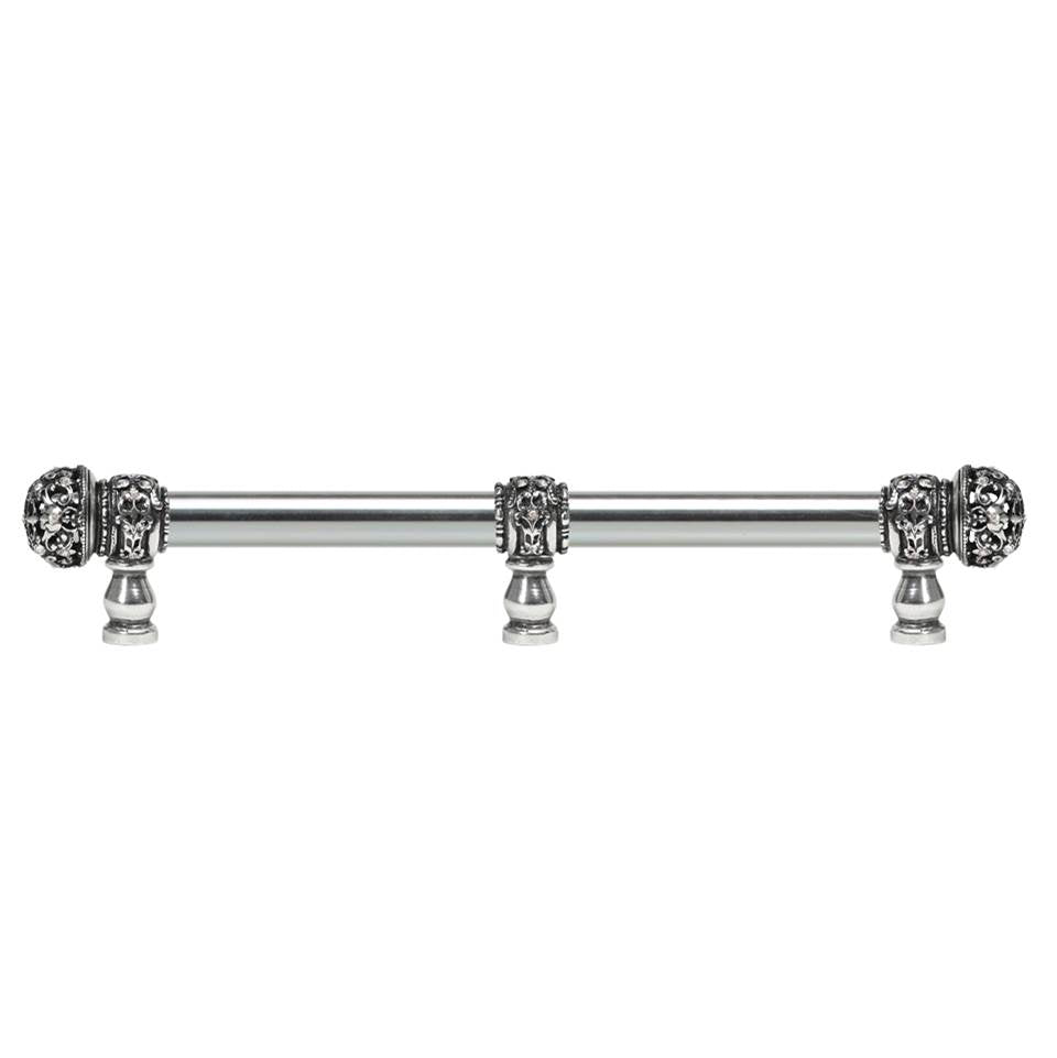 Carpe Diem Hardware - Juliane Grace 12'' O.C. (Approx) With 5/8'' Smooth Center Long Pull Small Finial W/ 61 Swarovski Clear and Aurore Boreale Crystals With Center Brace - Chalice