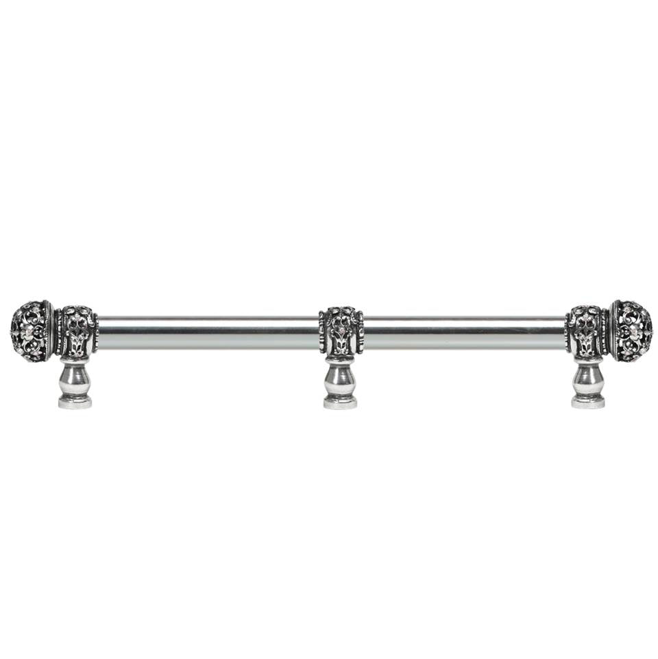 Carpe Diem Hardware - Juliane Grace 18'' O.C (Approx) With 5/8'' Smooth Center Long Pull Small Finial W/ 61 Swarovski Clear and Aurore Boreale Crystals With Center Brace - Chalice