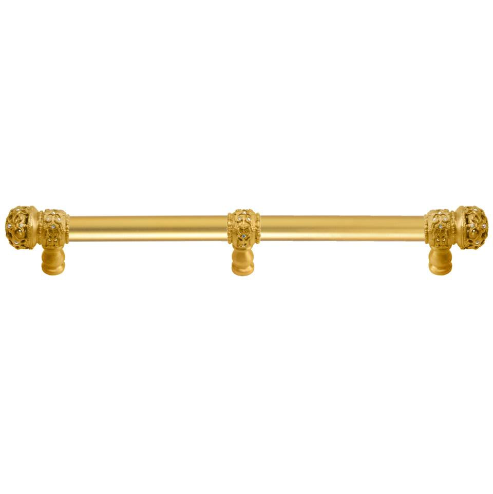 Carpe Diem Hardware - Juliane Grace 22'' O.C. (Approx) With 5/8'' Smooth Center Long Pull Small Finial W/ 61 Swarovski Clear and Aurore Boreale Crystals With Center Brace - Gilded Mercury