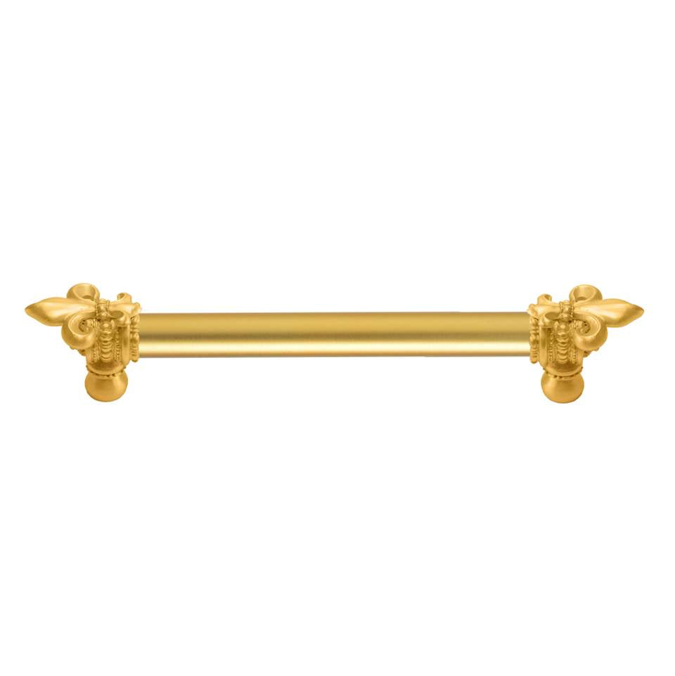 Carpe Diem Hardware - Charlemagne 6'' O.C. (Approximately) With 5/8'' Smooth Center Long Pull With Large Fleur De Lys - Gilded Mercury