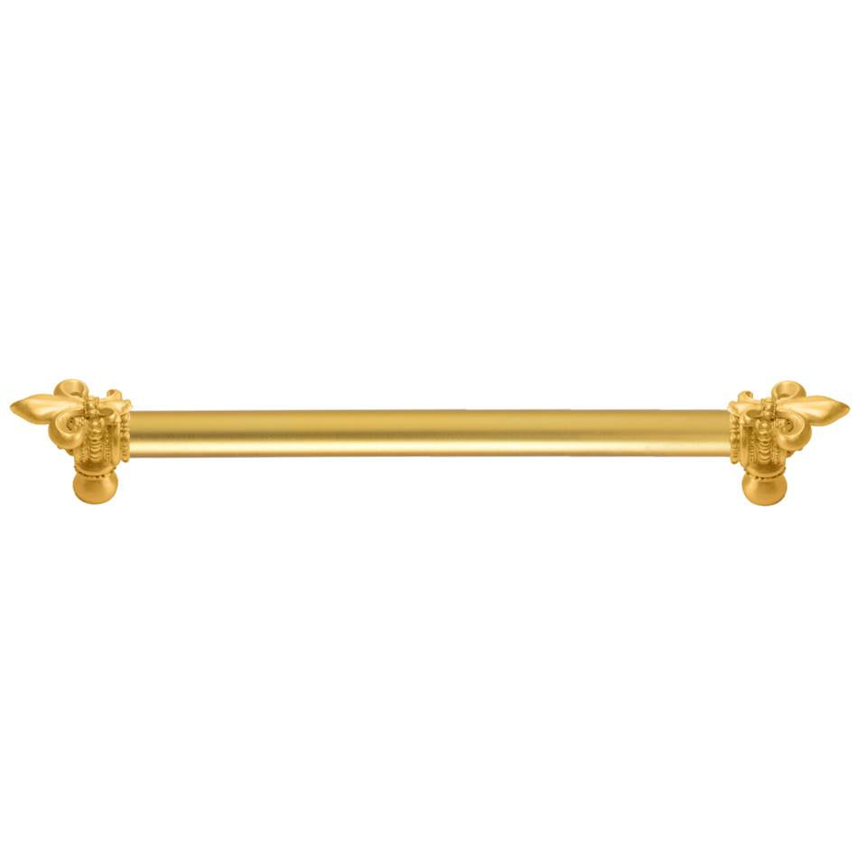 Carpe Diem Hardware - Charlemagne 12'' O.C. (Approximately) With 5/8'' Smooth Center Long Pull With Large Fleur De Lys - Gilded Mercury