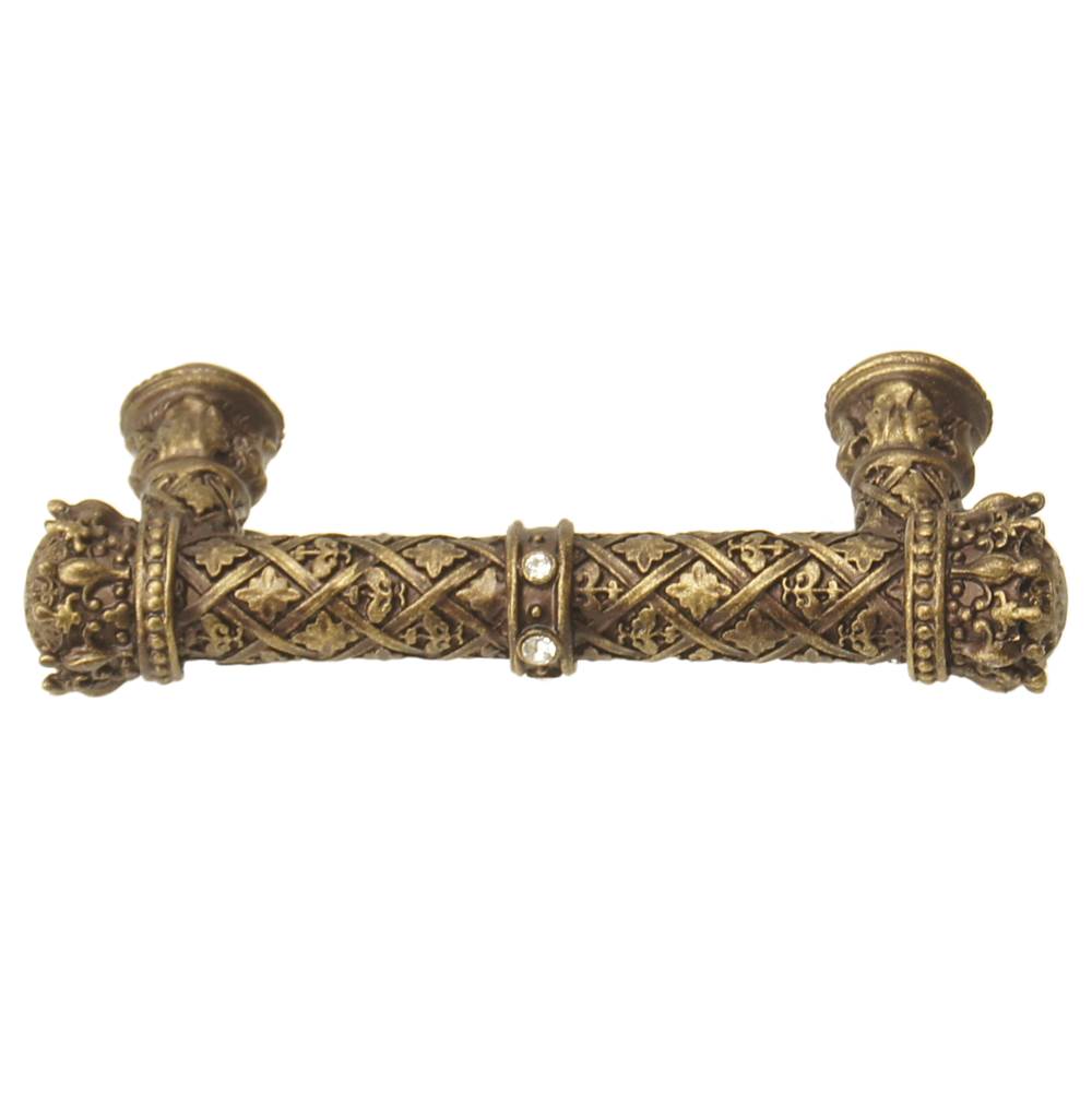 Carpe Diem 6130-3C Crowning Glory Queen Anne Antique Brass Queen Anne 3'' O.C. Pull W/ Swarovski Crystals