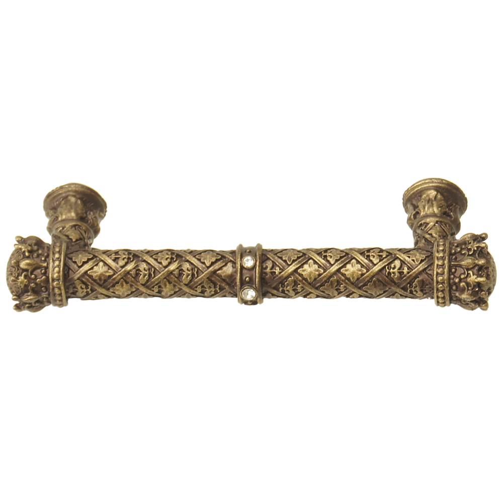 Carpe Diem 6131-3C Crowning Glory Queen Anne Antique Brass Queen Anne 4'' O.C. Pull W/ Swarovski Crystals