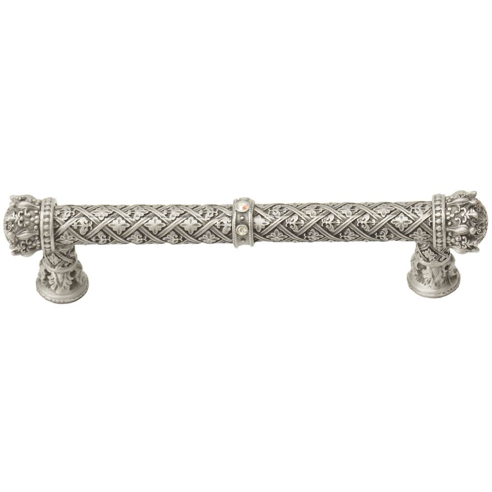 Carpe Diem Hardware - Carpe Diem 6132-11Cab Crowning Glory Queen Anne Satin Queen Anne 5'' O.C. Pull W/ Swarovski Crystals - Satin