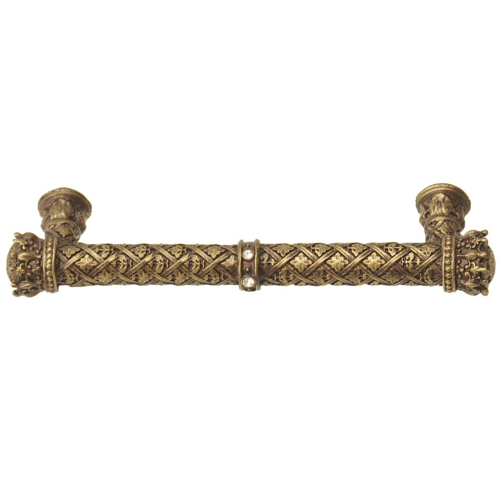 Carpe Diem 6132-3C Crowning Glory Queen Anne Antique Brass Queen Anne 5'' O.C. Pull W/ Swarovski Crystals