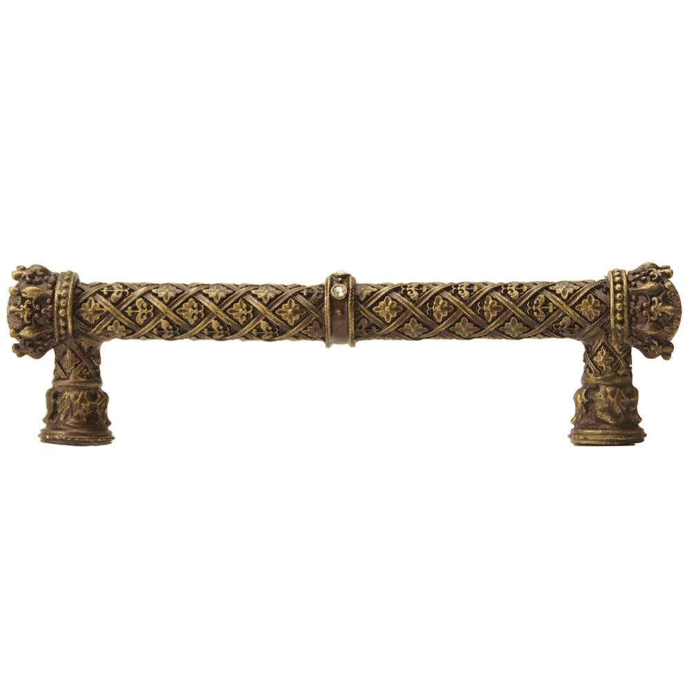 Carpe Diem 6132-3C Crowning Glory Queen Anne Antique Brass Queen Anne 5'' O.C. Pull W/ Swarovski Crystals