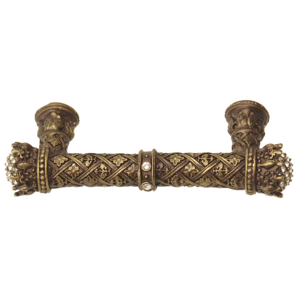 Carpe Diem 6328-3C Crowning Glory Queen Elizabeth Antique Brass Queen Elizabeth 3'' O.C. Pull W/ Swarovski Crystals